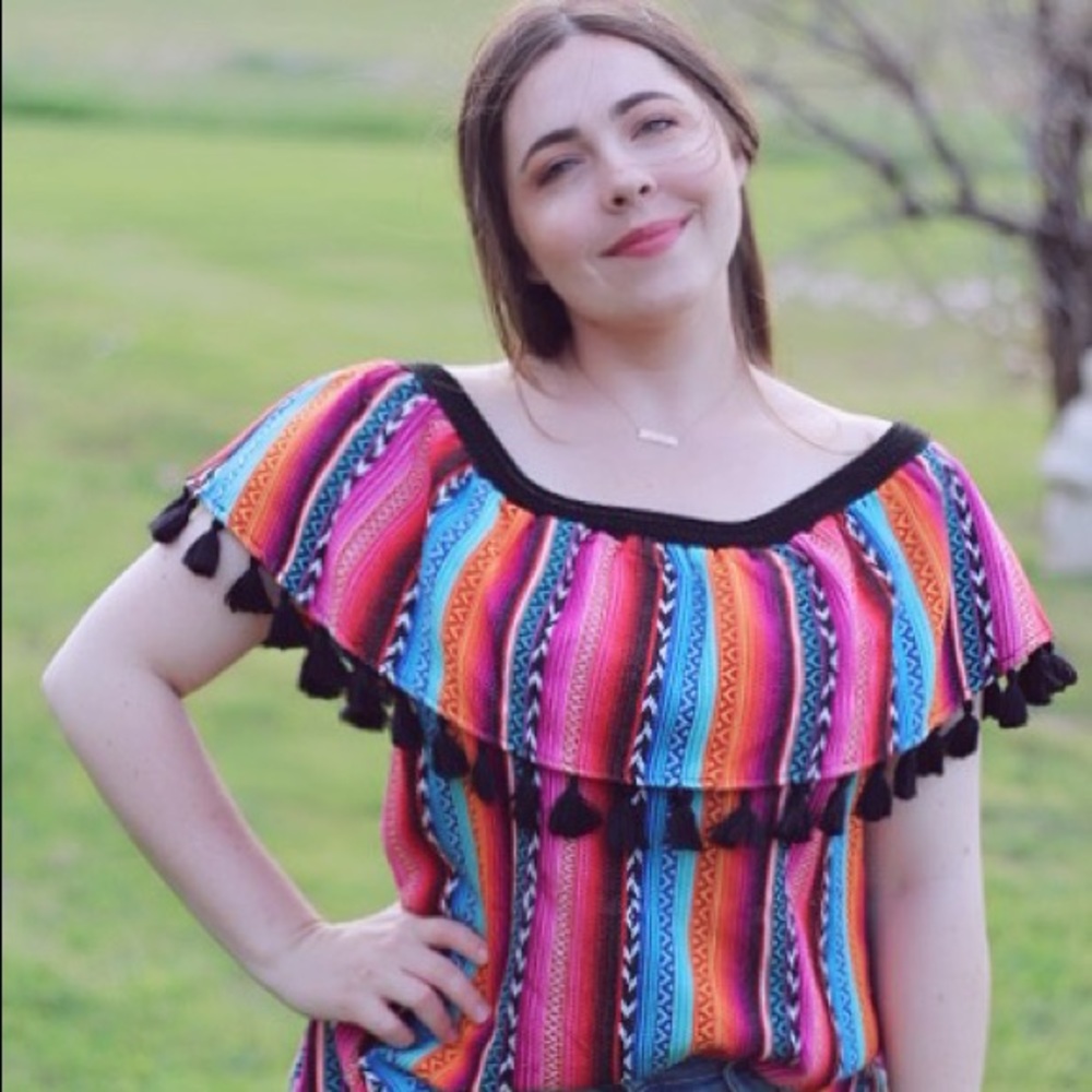 Boutique embroidered Mexican off shoulder top